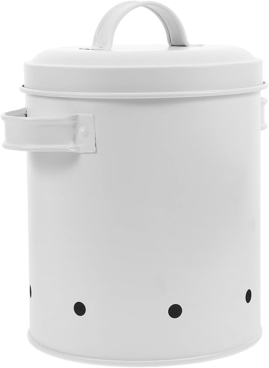 GLEAVI Garlic Keeper Vegetable Storage Container Iron Garlic Jar for Onion Potato and Ginger for Kitchen Organization Design Sturdy Lid for Home and Restaurant Use