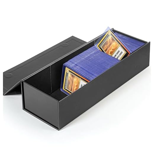 Trading Card Storage Box, Baseball Card Storage Box Holds 900+ Sport Cards or 200 Toploaders, Fits Football, Basketball, Hockey, Gaming & Trading Cards, Black, 13x4x3 inches