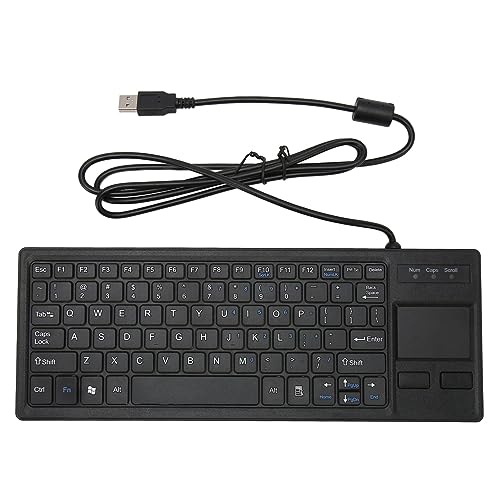 Serounder Wired USB-A Keyboard with Touchpad, Compact Industrial Keyboard Trackpad Combo with HUB Function, Ergonomic, QWERTY Layout, 104 Keys, Ambidextrous, English