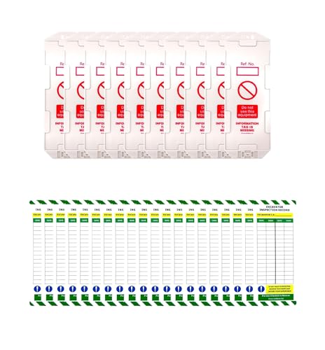 Kit d'étiquettes d'inspection pour pelleteuse avec supports et inserts de sécurité