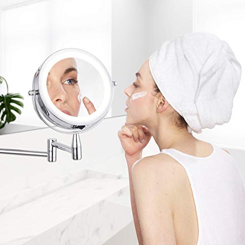 Espejo redondo de maquillaje plegable con LED 6 pulgadas miniatura 2