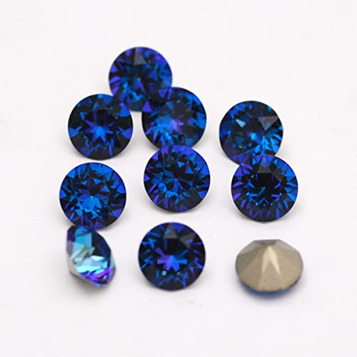 K9 Glas Diamant Runder Stein 4/5/6/7/8/10mm Kegel Spitz Kristall Pointback Nail Art Strass DIY Schmuckherstellung-Bermuda Blau,4.1mm 10St