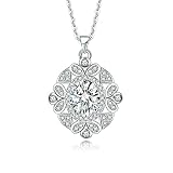 Ayoiow Collares chapados en oro azul collar colgante flor con óxido de circonio ovalado collar fantasía boda, Cubic Zirconia