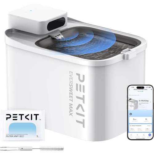 PETKIT EVERSWEET MAX Cordless Cat Water Fountain with Motion Sensor, 101 oz/3L Pet Fountain for Cats Dogs Inside, Automatic Cat Water Dispenser Battery Operated (White-Cordless, 3L)
