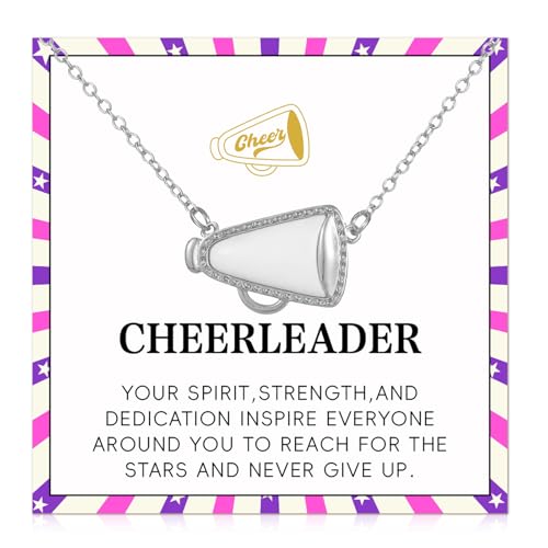 Cheer Necklace,Cheerleader Gifts,Cheerleader Necklace for Girls,Cheerleading Gifts,Cheerleading CoachGifts,CheerGifts for Daughter Granddaughter Coach,Cheer TeamGifts with Inspirational Card