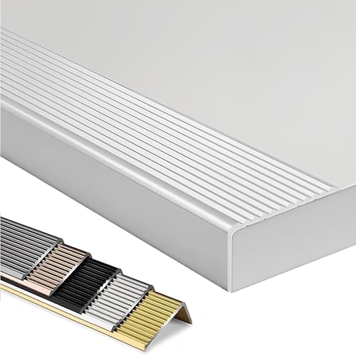 Profilé Nez De Marche Aluminium, Nez De Marche Auto-adhésif, Forme De L, Pour Protecteur De Bords D'escalier Extérieurs/Intérieurs(Silver,2x3x100cm)