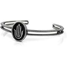 Akitsune Hamsa Bangle | Hand of Goddess Fatima Arm Jewelry Women Men Stainless Steel Bracelet Elegant - Silver Black Gold