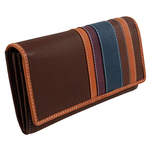 Portefeuille à rabat en cuir véritable haut de gamme pour femme au design classique chic unique