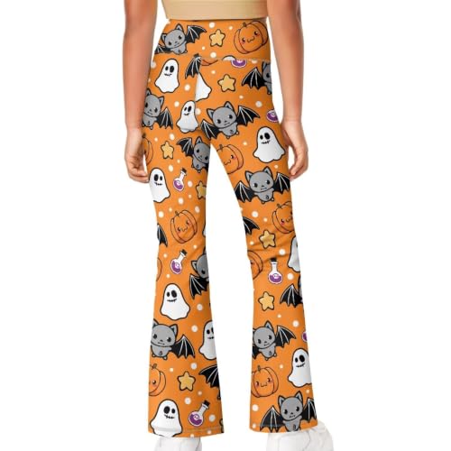 Image of Girls Leggings Floral Print High-Waisted Flared Pants 5-14 Years