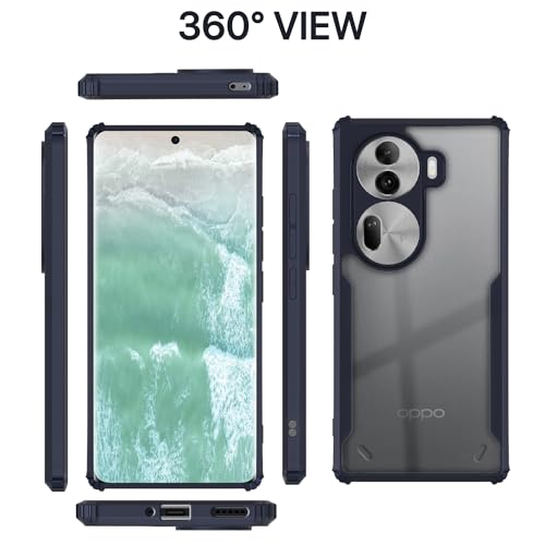 Image of Outlouders Back Cover for Oppo Reno 11 Pro 5G | Ultra Hybrid Transparent | Full Camera Protection | Raised Edge | Crystal Clear Bumper Case (Blue)