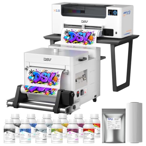 Image of DSV A3 F1080 DTF Printer with Shaker&Oven,24 /7 Auto-Maintenance&White Circulation,5'' LED Multi-Function Touch Screen, 2X Speed Print Compared to L1800, 2-Year Free Ink
