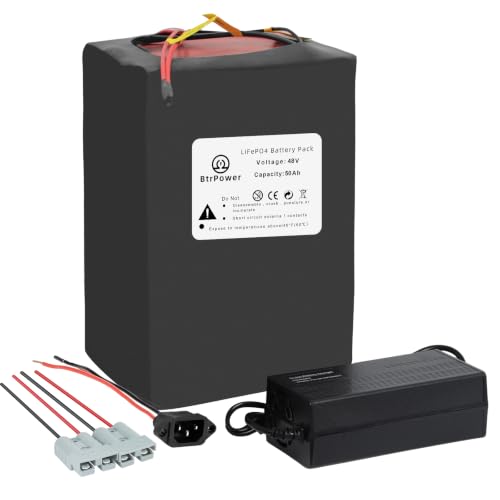 Cymoye 48V 50AH LiFePO4 Lithium Battery Pack Built-in 50A BMS for 0W-2000W Motor, Electric Motorcycle & DIY Outdoor Projects