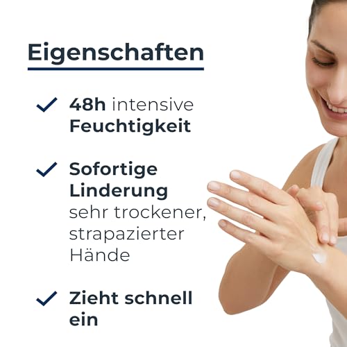 Eucerin UreaRepair 5% Urea Handcreme 75 ml, Hautpflege spendet 48h intensive Feuchtigkeit, Feuchtigkeitscreme mit 5% Urea und Ceramiden für rissige, trockene Haut