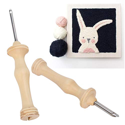 Zerodis Punch Needle Embroidery Kit, 2 x Punch Needle (1 Thick + 1 Thin), Approx. 14.8cm/5.8in & 14cm/5.5in, Sharp Point, for Embroidery Works, Family Curtains, Pillowcases & More