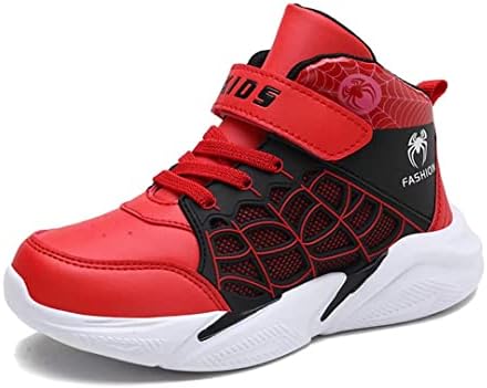 Big_Kids Casual High Top Shoes Lightweight Tennis Slip On Sneakers for Boys and Girls Basketball Walking Running Sports Red Size 4 US