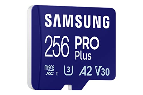 Samsung Carte mémoire microSDXC Pro Plus, Interface UHS-I, 256 Go, Vitesse de Lecture jusqu'à 180 Mo/s, capturez Le Moment comme Un Pro, MB-MD256SA/EU, avec Adaptateur SD