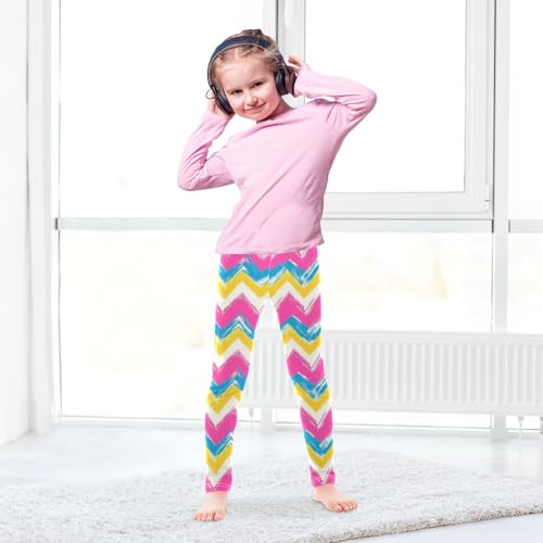Wusikd Colorful Horizontal Girls' Leggings Toddler Doodles Kids Yoga Pants Dance Active Tights 4T4