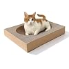 Large Cat Scratcher Bed with Oval Curved Nesting Design, Sink-Inspired Shape, Rectangular Edges for Easy Cleaning, Corrugated Cardboard with Kraft Paper, for Indoor Cats