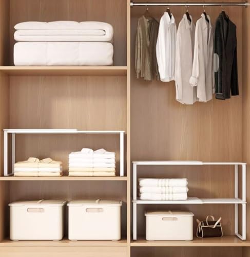 DSXH Étagère Extensible en métal pour Armoire, Armoire, Placard, étagères de Rangement réglables et séparateurs à Faire soi-même (Noir, Moyen) – vue 7