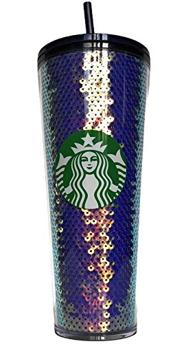 Starbucks Company Purple Sequin Glitter Cold Cup Tumbler Venti - 24oz.