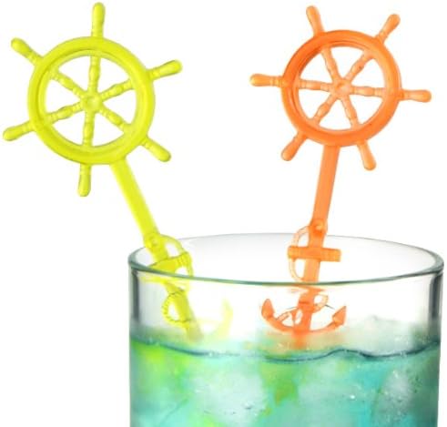IMS Party 301197 Cocktail Sticks with Steering Wheel Design 175 mm Box of 50 in Assorted Transparent Colours