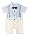 HeMa Island HMD Baby Boy Gentleman Blue Stripe Shirt Bowtie Tuxedo Onesie Jumpsuit Overall Romper(0-18M) (Blue, 80 (6-9 Months))