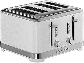 Russell  Hobbs 28100 Structure Toaster, 4 Slice - Contemporary Design Featuring Lift and Look with Frozen, Cancel and Reheat Settings, White