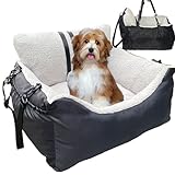 Small Dogs Car Seat,Fully Detachable and Washable Ultra Soft Car Travel Bed, with Clip-on,Two Portable Handle and Storage Pockets Puppy Dog Booster Seats,Portable DogCar Travel Carrier Bed