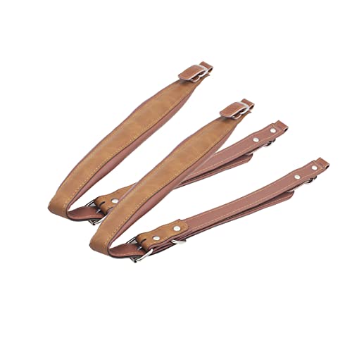 SAUYRASR 1 Pair Soft PU Leather Accordion Straps Adjustable Accordion Shoulder Straps with Adjustable Buckles for 16-120 Bass Accordions, brown, Braun