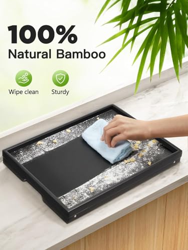Image of Bamboo Bed Tray Table with Foldable Legs, Breakfast Tray for Sofa, Bed, Eating, Working, Used As Laptop Desk Snack Tray by Pipishell (Black)