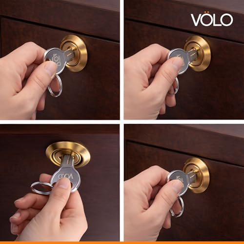 Image of Volo Pack of 1 Furniture Cupbord Lock for Drawers and cabinets, Cupboard /Cabinet /Safety /Wardrobe /Furniture almirah Lock for Home and Office (20mm, Antique Brass)