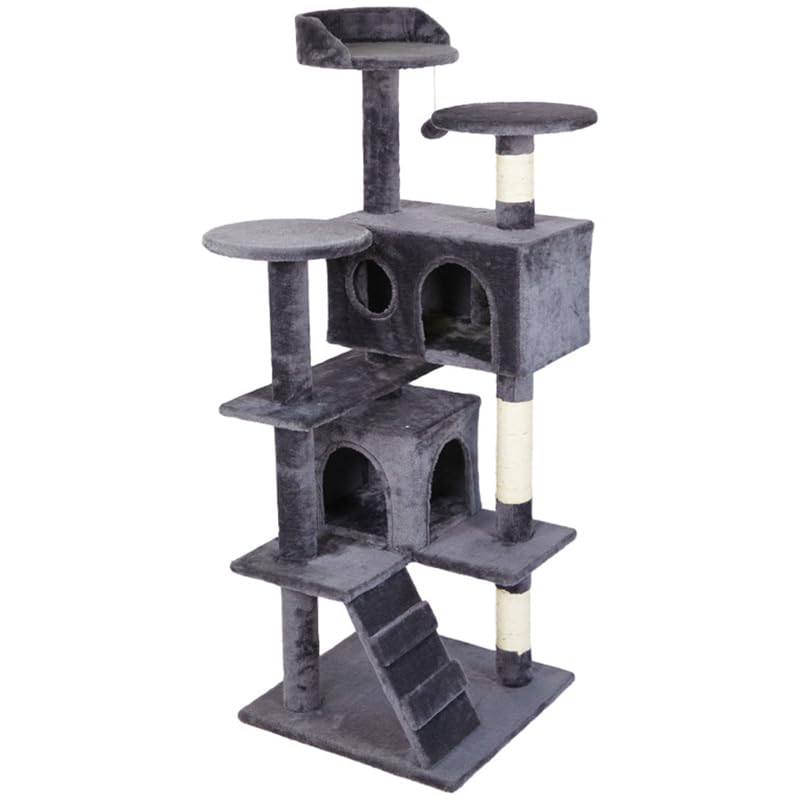 PetVogue Large Cat Tree Condo with Sisal Scratching Posts, Perches, Houses, Hammock, Dangling Ball | Cat Tower for Indoor Cats | Kitty Activity Centre Kitten Play Multilevel House for Multiple Cats