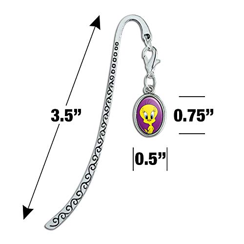 Looney Tunes Tweety Bird Metal Bookmark Page Marker With Oval Charm #TOP3