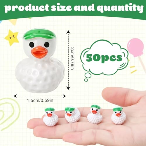 Image of 50 Pcs Golf Ducks Toy Figures, Mini Resin Ducks Bulk, Tiny Duck Figurine Dress up Game Toy for Party Favors (Golf Ducky)