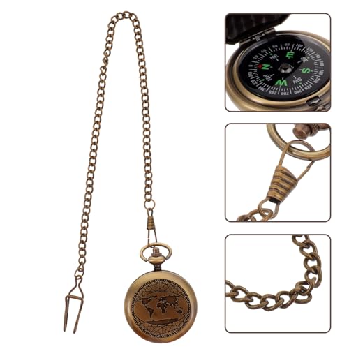 Brújula de bolsillo estilo vintage con tapa metálica miniatura 7