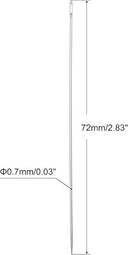 Miniatura 2 de uxcell 25 agujas de abalorios finas, finas, largas, rectas, para bordar, de acero inoxidable, 2.83 pulgadas