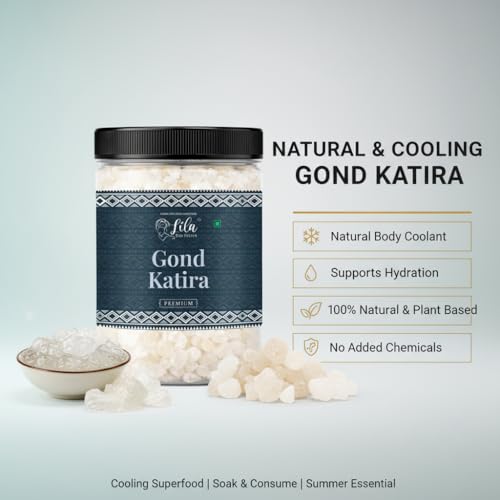 Image of LILA DRY FRUITS Gond Katira 100 gms Natural Edible Gum | Premium Tragacanth Gum Best for Summer Recipes and Drinks | Soak & Use for Desserts Falooda Traditional Recipe Perfect for Gifting
