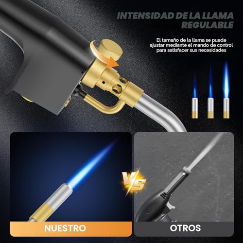 Miniatura 5 de Antorcha De Propano Mapp, Antorcha De Gas Con Intensidad De Llama Ajustable, Soldadura A Gas Para Plomería, Soldadura, Quemador De Malezas, Soldadura De Techos, Parrillas Y Encendido