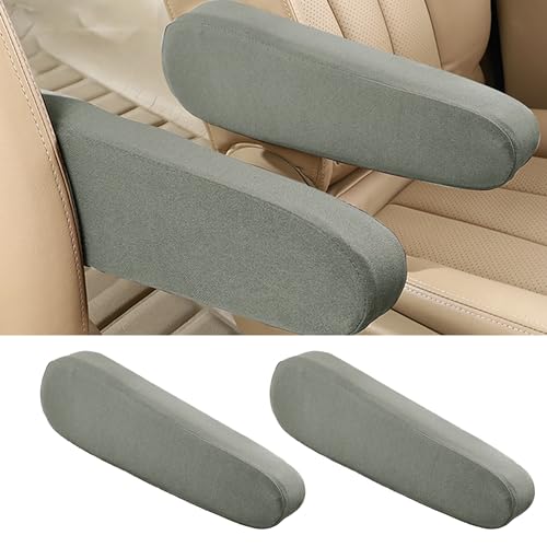 Alieemo 2PCS Car Front Seat Armrest Covers, Elastic Cloth Fabric Armrest Protectors, Front Seat Center Console Armrest Cover Replacement, Universal Car Accessories for SUV Truck Van (Gray)