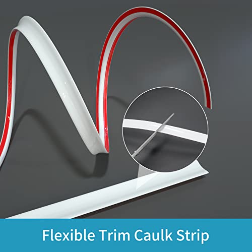 Flexible Trim Caulk Strip Wall Moulding Trim, 1/2 In X16 Ft Peel And Stick Trim For Wall Corner Deco, Ceiling, Backsplash Tile Edge, Countertops, Baseboard, Floor(White) #TOP1