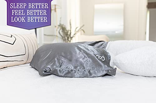 Satin Snuggle Pregnancy Pillow Cover For Cool Skin & Hair Protection During Maternity On U & C Shaped Pregnancy Pillow Cases Blue Or Pink Accent Color #TOP2
