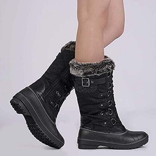 Dream Pairs Women's Dp-Avalanche Black Faux Fur Lined Mid Calf Winter Snow Boots Size 9 M Us #TOP6