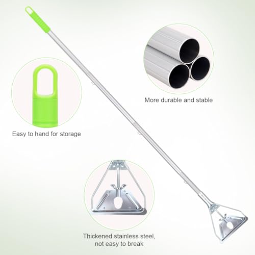 Image of Mop Handle Commercial Heavy Duty - 57 Inch Industrial Metal Mop Stick Replacement for Floor Cleaning - Professional Mops Head Replacement Holder