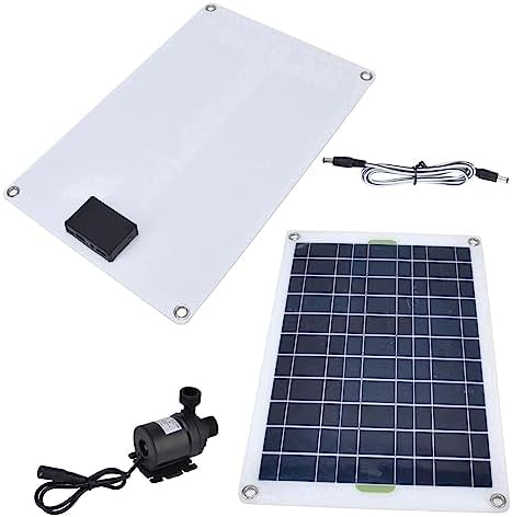 FTVOGUE Kit solar con y alambre 50W Panel 800L por hora 12V de bajo ruido DC silicona plástico bomba de estanque solar para jardín, paneles solares