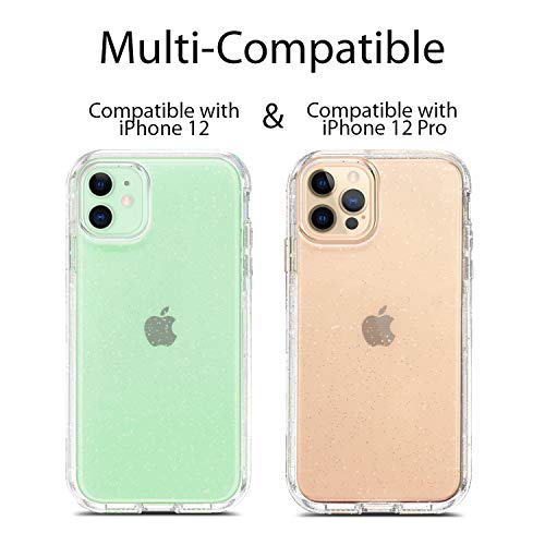 Coolwee Crystal Glitter Full Protective Case Compatible With Iphone 12, Compatible With Iphone 12 Pro Heavy Duty Hybrid 3 In 1 Rugged Shockproof Women Girls Transparent Shiny Clear Bling Sparkle #TOP1
