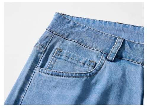 Men's Summer Thin Lyocell Ice Silk Straight Stretch Denim Trousers Classic Versatile Baggy Jeans4