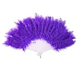KitMall ふわふわ 羽扇子 ジュリアナ扇子 ジュリ扇 ゴージャス セクシー コスプレ 仮装 衣装 ディスコ ボディコン お立ち台 バブル 結婚式 (パープル)