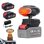 Cordless Portable 180-Degree Rotation Heaters, 170W Battery Powered Heater for 220V Battery, 2-Temp Settings & Car Defroster, Mini Heater for Office Workshop Car Camping Indoor Use (2 Battery)