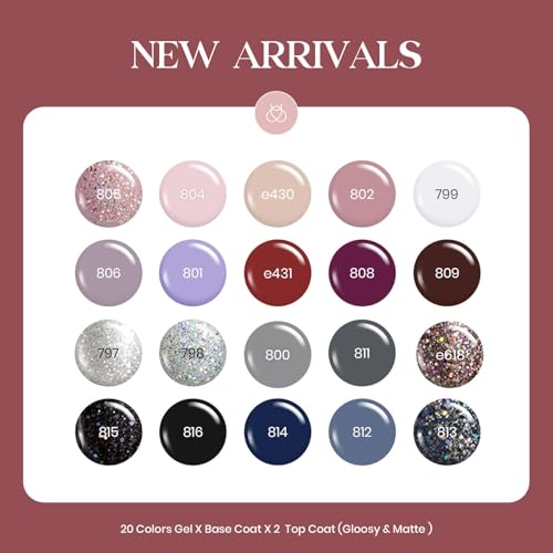 Image of Beetles Gel Nail Polish Set, 23Pcs White Gray Black Glitter Gel Polish