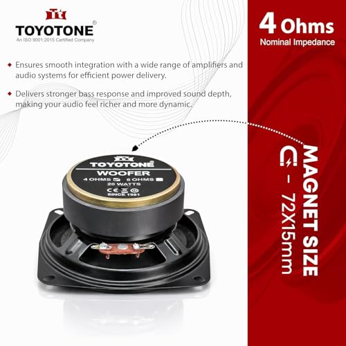 Image of TOYOTONE 4 inch Inch Super Sub Woofer | Copper Coil | Impedance 4 Ohms | 70 * 15MM Magnet | 40 Watt Nominal | 60 Watt Maxx for Professional Speaker, Home Theater, Car and Home Audio System
